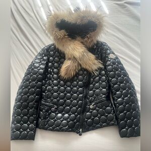Moncler black jacket detachable fur collar size 2 small/medium